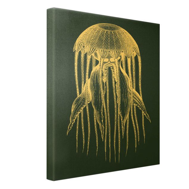 Canvas print gold - Illustration Jellyfish On Blue