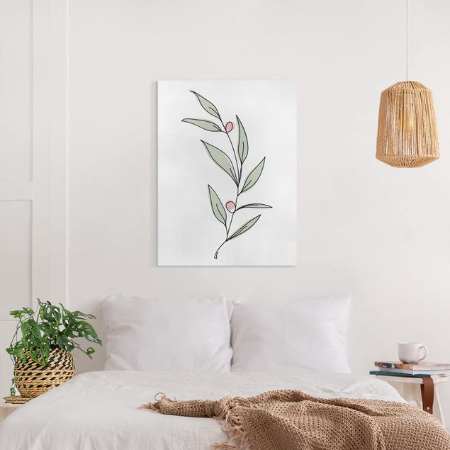 Canvas print - Branch With Berries Line Art