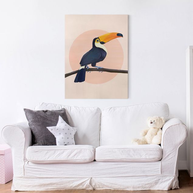 Canvas print - Illustration Bird Toucan Painting Pastel