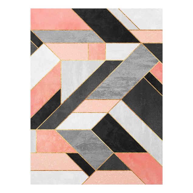 Glass print - Geometry Pink And Gold