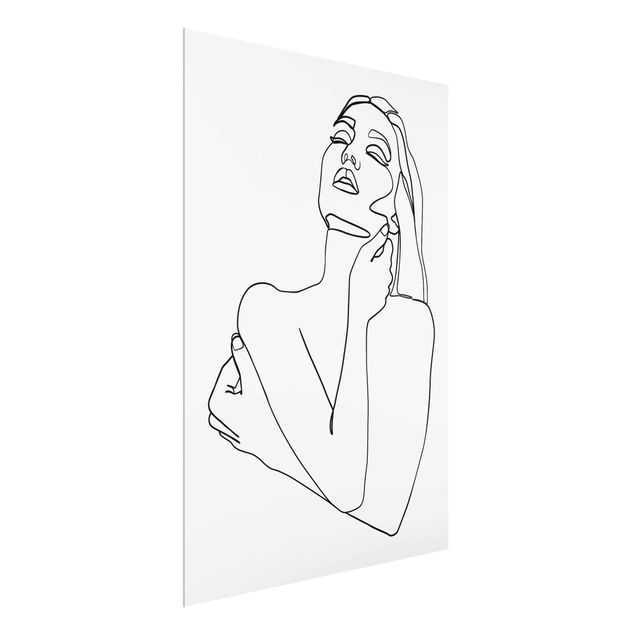 Glass print - Line Art Woman Torso Black And White