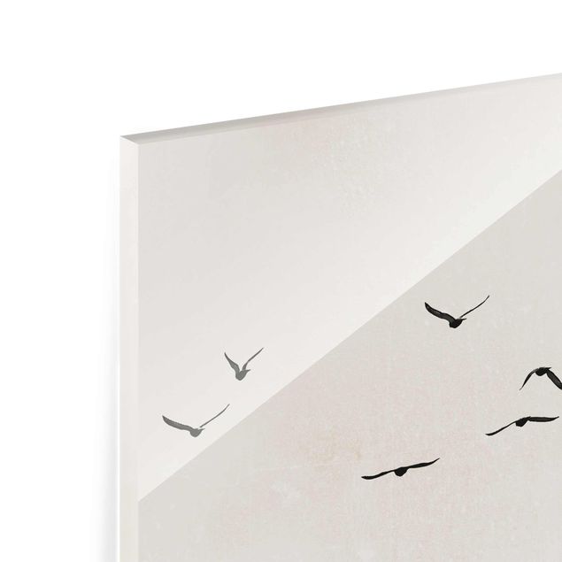Glass print - Flock Of Birds In Front Of Rising Sun