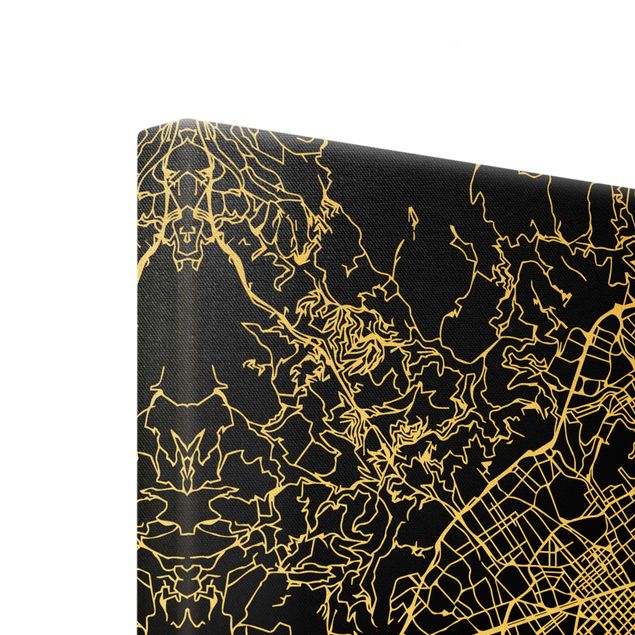 Canvas print gold - Barcelona City Map - Classic Black