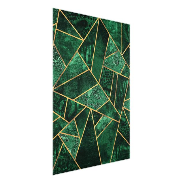 Glass print - Dark Emerald With Gold