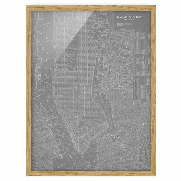 Framed poster - Vintage Map New York Manhattan