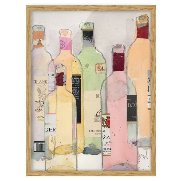Framed poster - Wine Bottles In Watercolour I