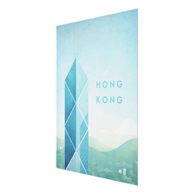 Glass print - Travel Poster - Hong Kong