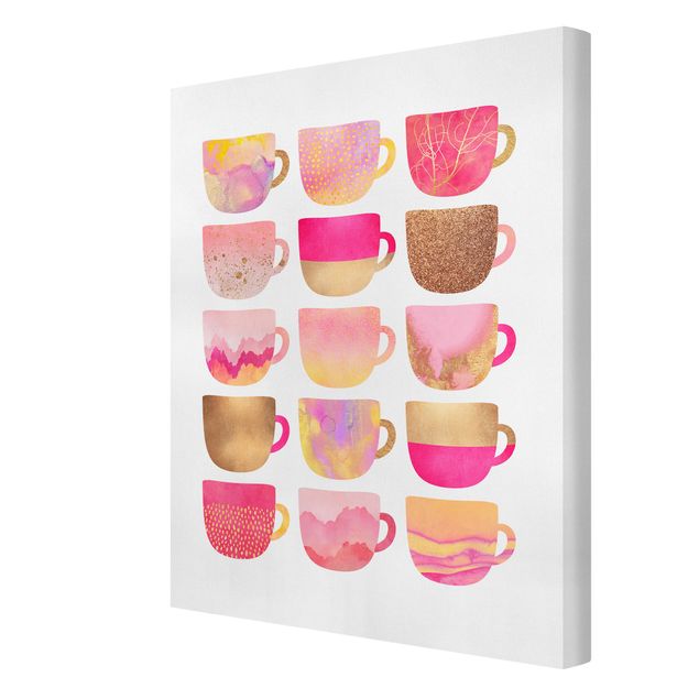 Canvas print - Golden Mugs With Light Pink