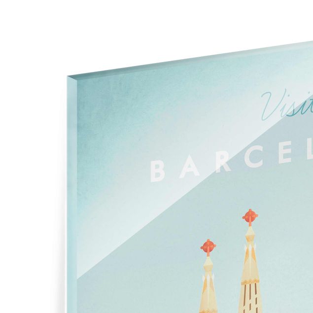Glass print - Travel Poster - Barcelona