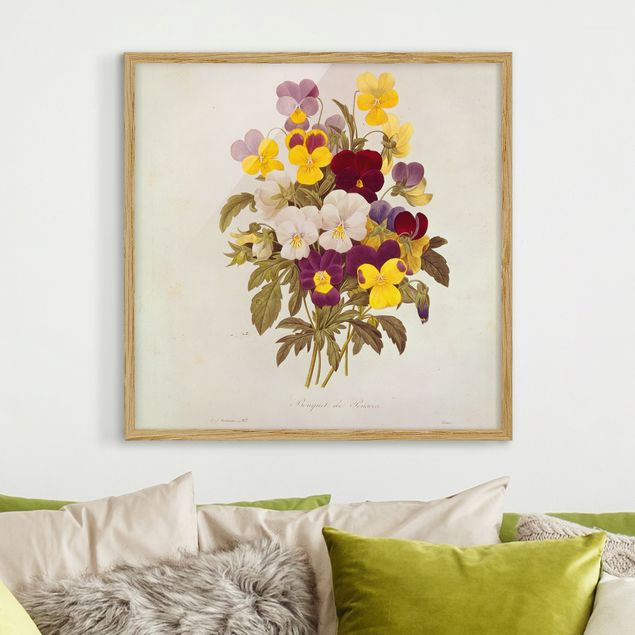 Framed poster - Pierre Joseph Redoute - Bouquet Of Pansies