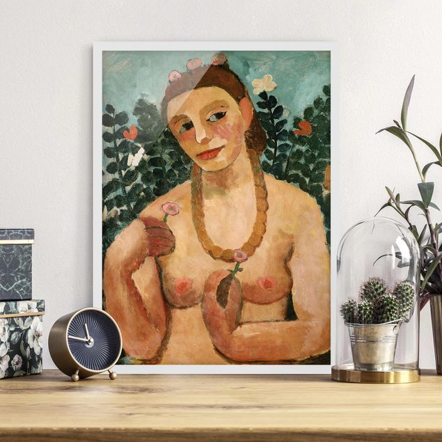 Framed poster - Paula Modersohn-Becker - Self Portrait with Amber Necklace