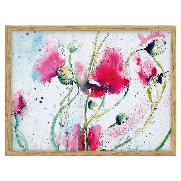 Framed poster - Painted Poppies