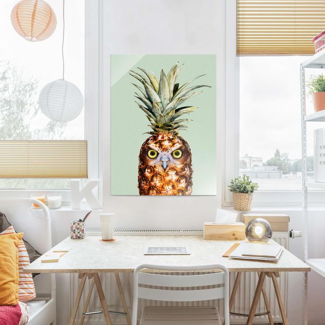 Glass print - Pineapple With Owl