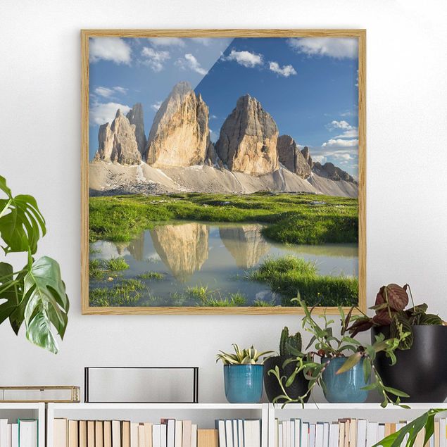 Framed poster - South Tyrolean Zinnen And Water Reflection