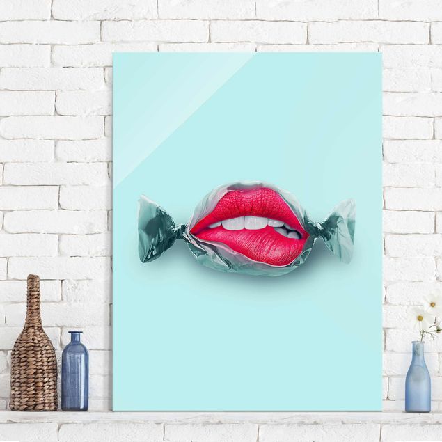 Glass print - Candy With Lips