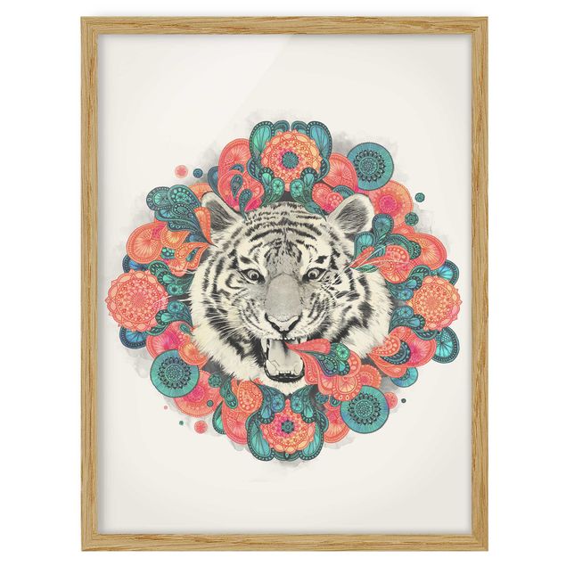 Framed poster - Illustration Tiger Drawing Mandala Paisley