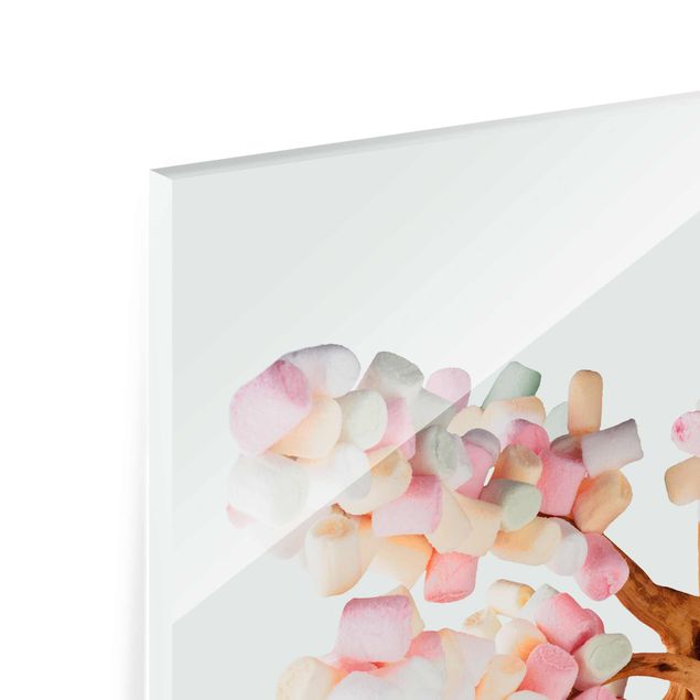 Glass print - Bonsai With Marshmallows