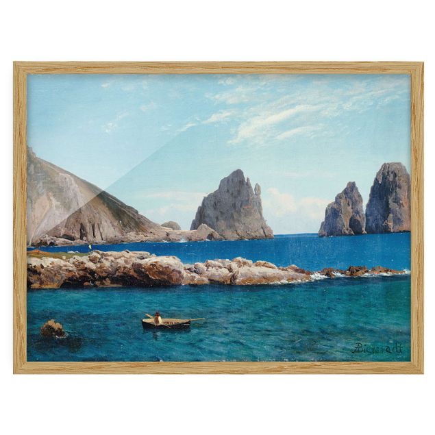 Framed poster - Albert Bierstadt - Rowing off the Rocks