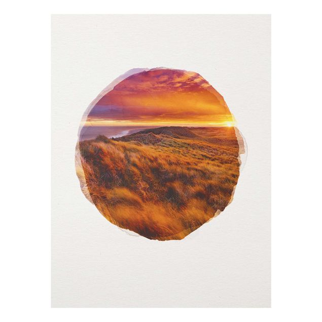 Glass print - WaterColours - Sunrise On The Beach On Sylt
