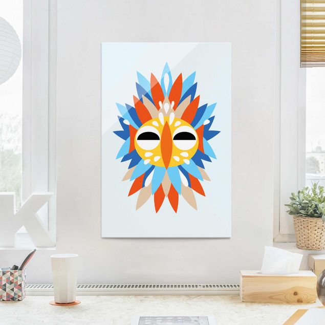 Magnettafel Glas Collage Ethnic Mask - Parrot
