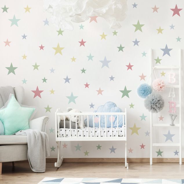 Wall sticker - 92 stars pastel set