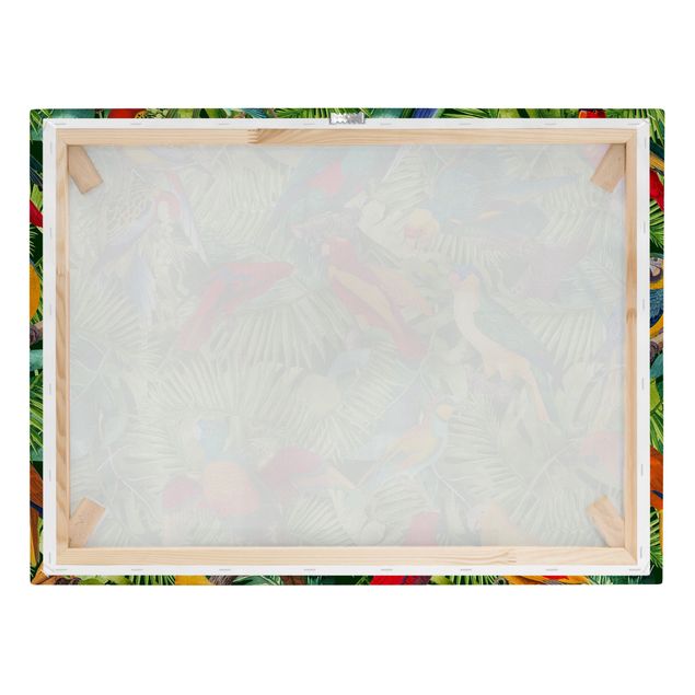 Print on canvas - Colourful Collage - Parrots In The Jungle
