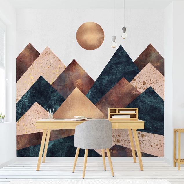Wallpaper - Geometric Mountains Bronze