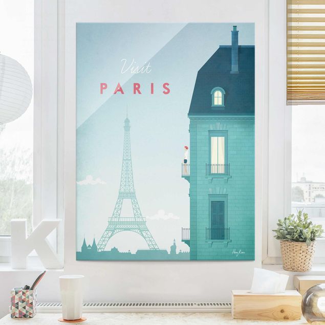 Glas Magnettafel Travel Poster - Paris