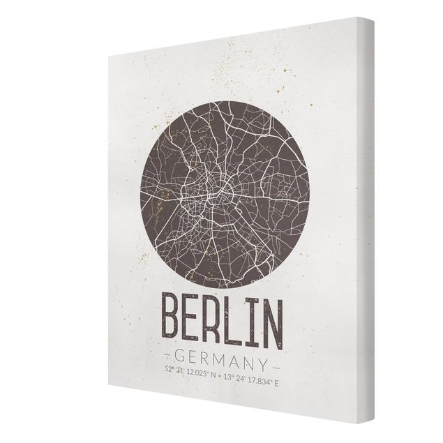 Print on canvas - City Map Berlin - Retro