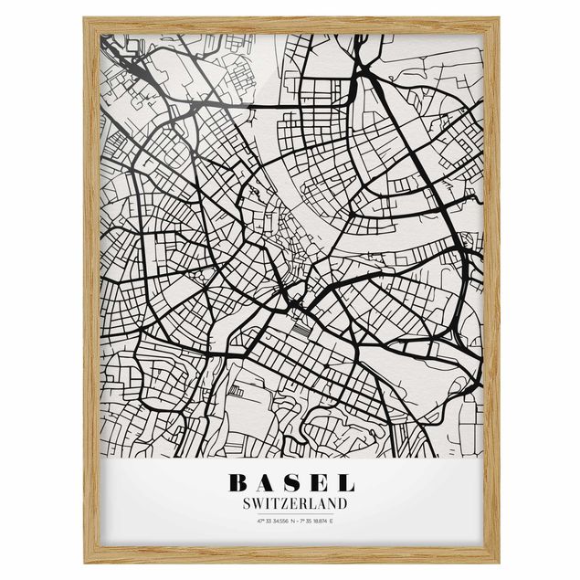 Framed poster - Basel City Map - Classic
