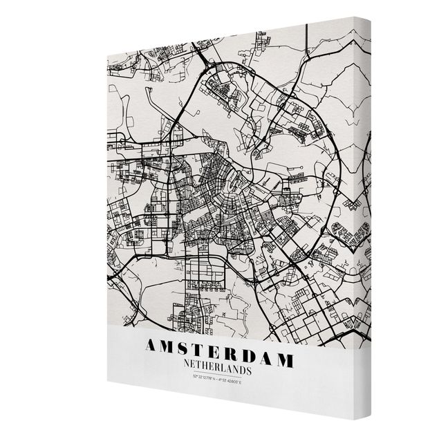 Print on canvas - Amsterdam City Map - Classic