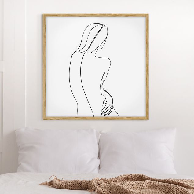 Framed poster - Line Art Back Woman Black And White