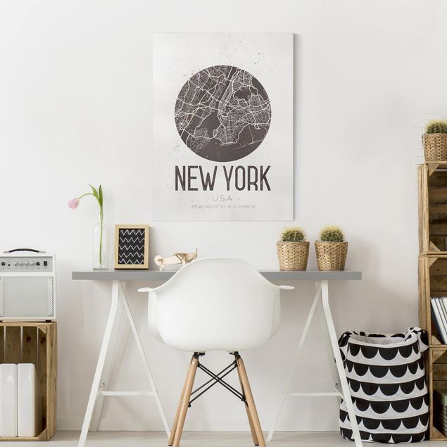 Print on canvas - New York City Map - Retro