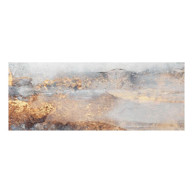 Glass print - Gold Grey Fog
