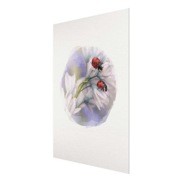 Glass print - Water Colours - Ladybug Couple