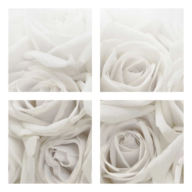 Print on canvas 4 parts - White Roses