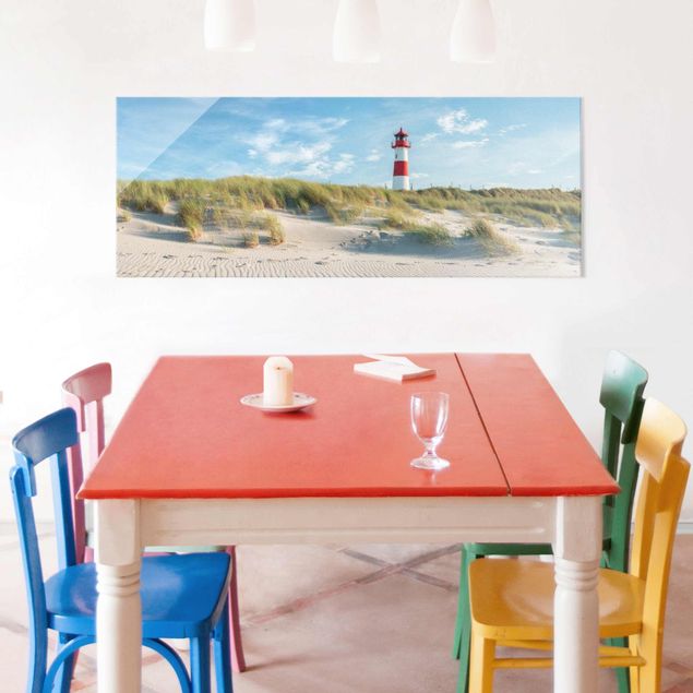 Glass print - Lighthouse At The North Sea