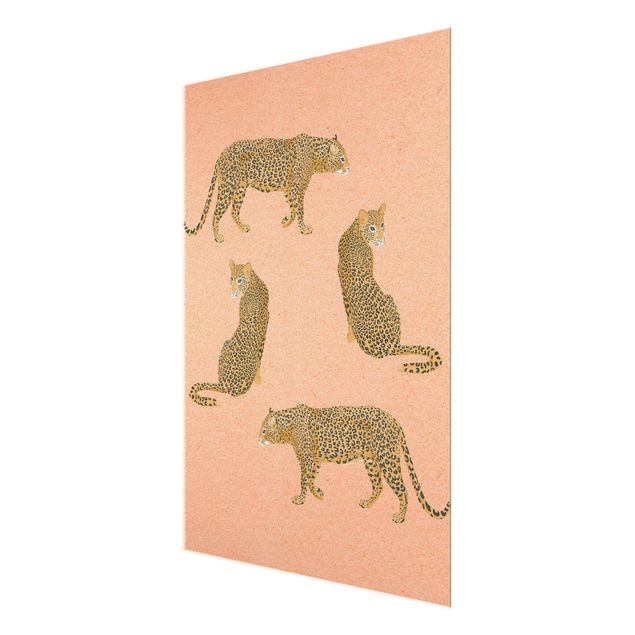 Glass print - Illustration Leopard Pink Painting