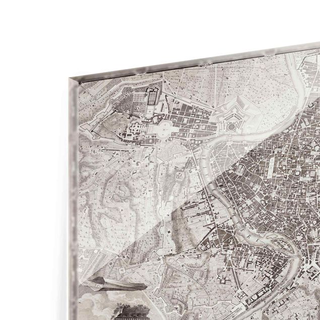 Glass print - Vintage Map Rome