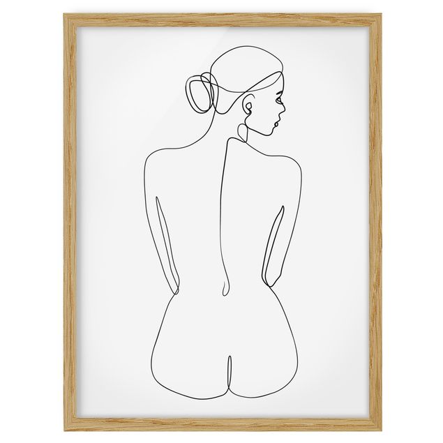 Framed poster - Line Art Nudes Back Black And White