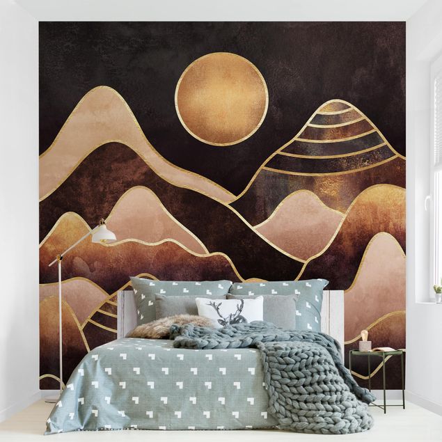 Wallpaper - Golden Sun Abstract Mountains
