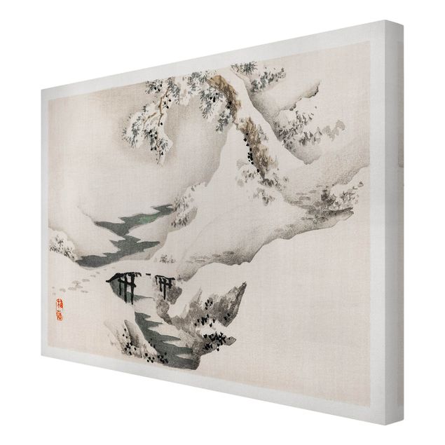 Print on canvas - Asian Vintage Drawing Winter Landscape