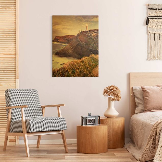 Canvas print gold - Cliff And Lighthouse