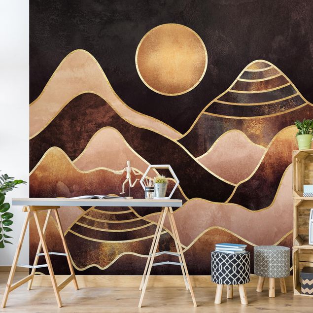 Wallpapers Golden Sun Abstract Mountains