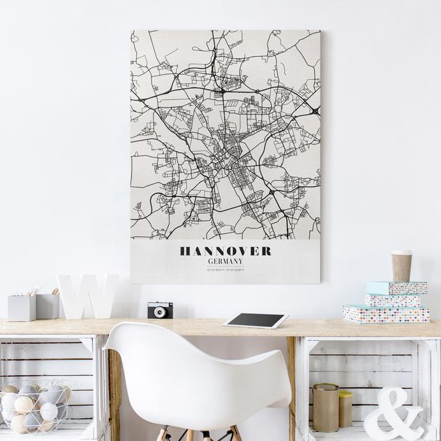 Print on canvas - Hannover City Map - Classic