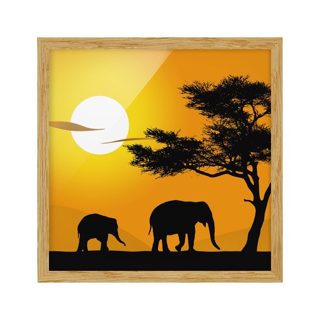 Framed poster - African Elephant Walk