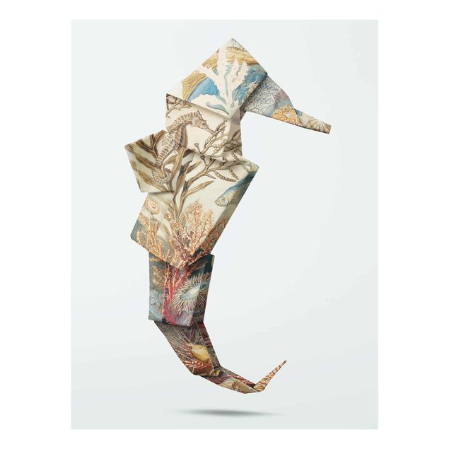 Glass print - Origami Seahorse