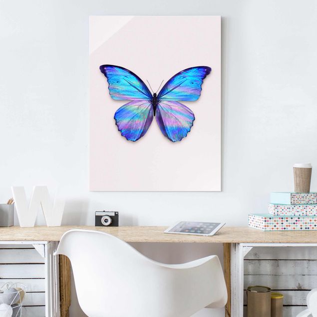 Glas Magnettafel Holographic Butterfly