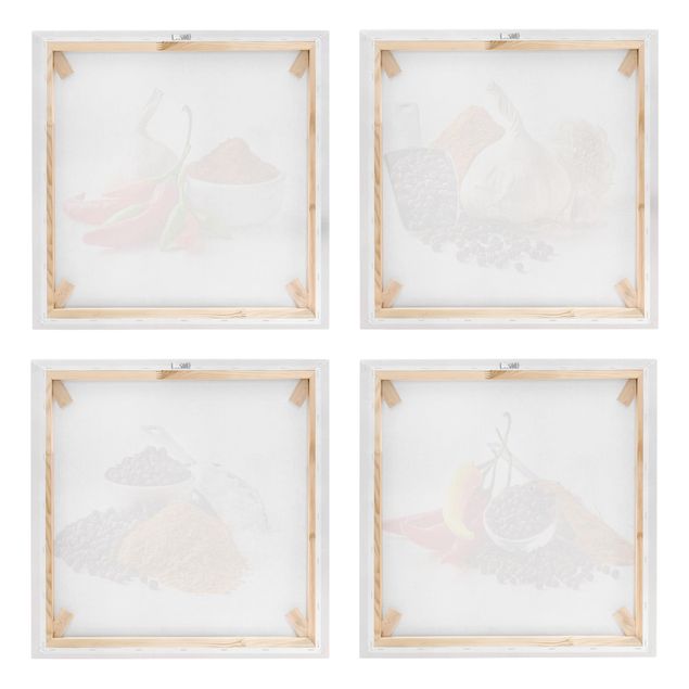 Print on canvas 4 parts - Chili garlic and spices - Sets