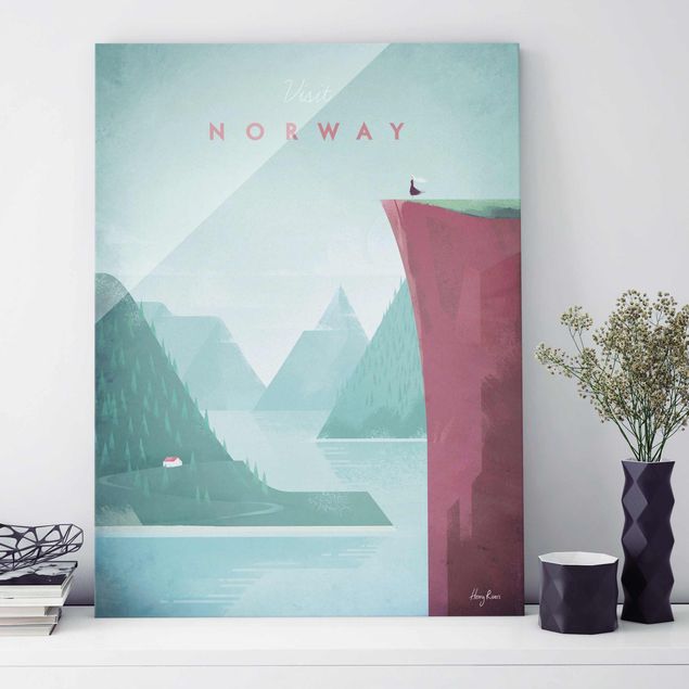 Glas Magnetboard Travel Poster - Norway